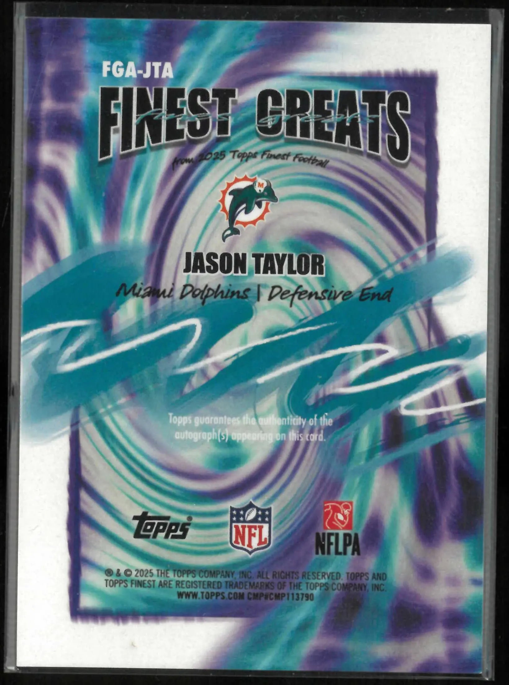 2025 Topps Finest Greats Autograph Jason Taylor Auto Red /5 