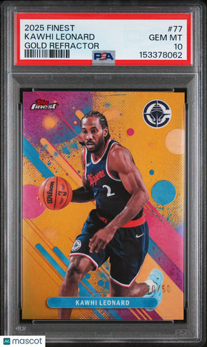 2025 Topps Finest Kawhi Leonard Gold Refractor /50 PSA 10 
