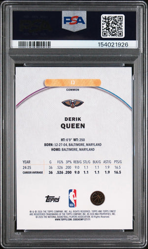 2025 Topps Finest Rookie Derik Queen Oil Spill Refractor RC PSA 10 