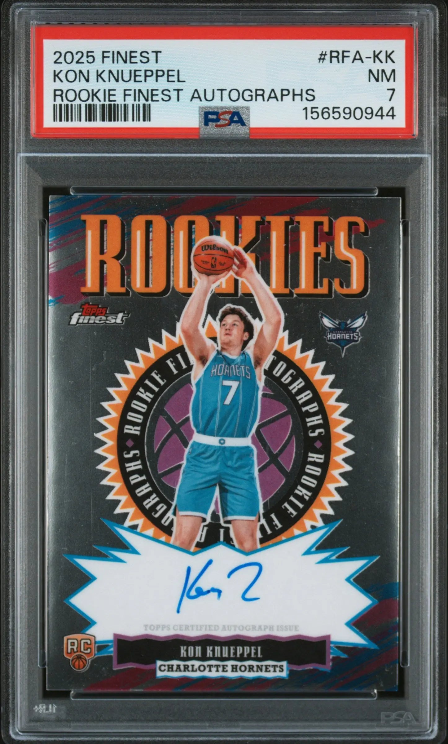 2025 Topps Finest Rookie Finest Autographs Kon Knueppel Auto PSA 7 