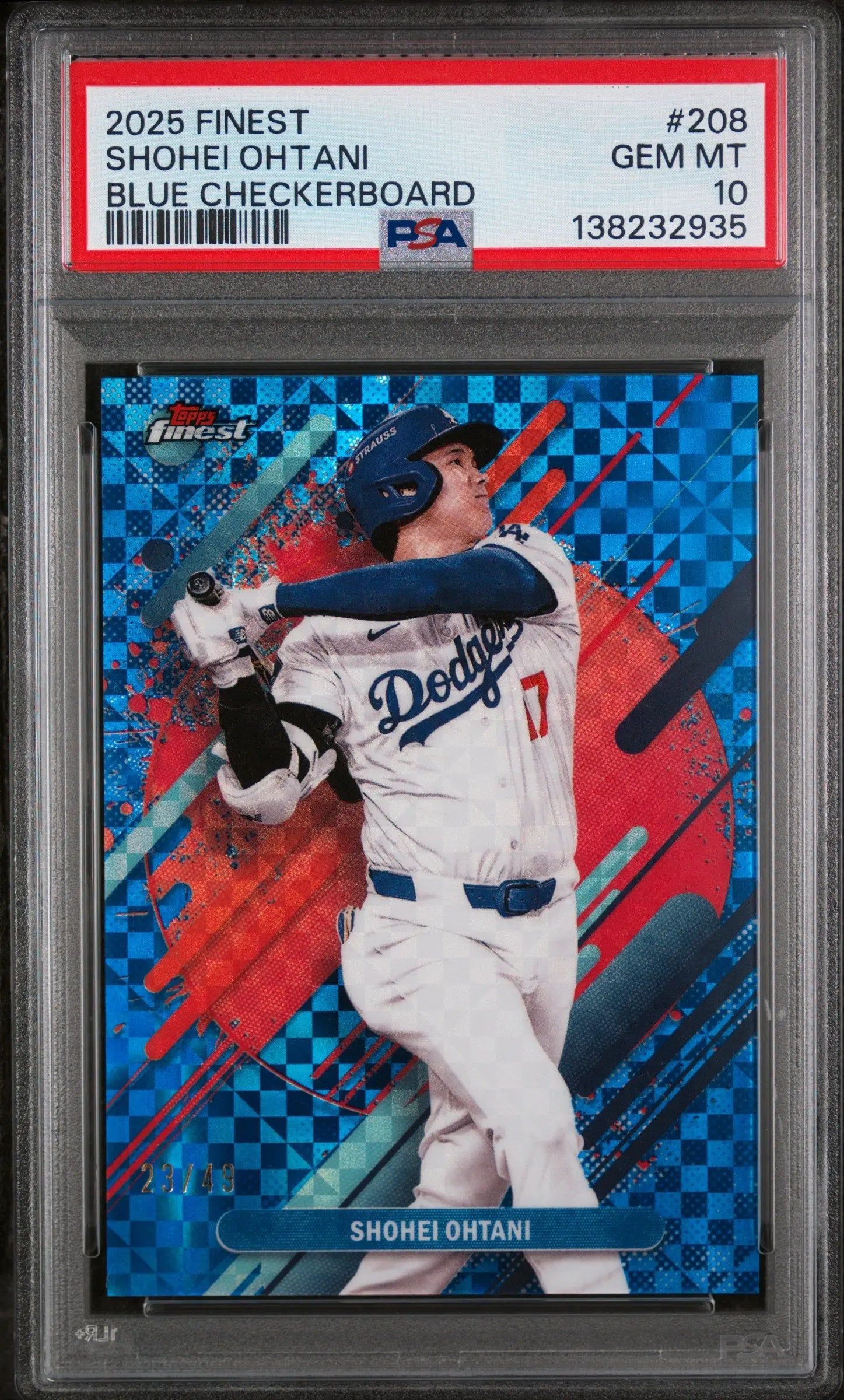 2025 Topps Finest Shohei Ohtani Blue Checkerboard /49 PSA 10 