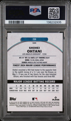 2025 Topps Finest Shohei Ohtani Blue Checkerboard /49 PSA 10 