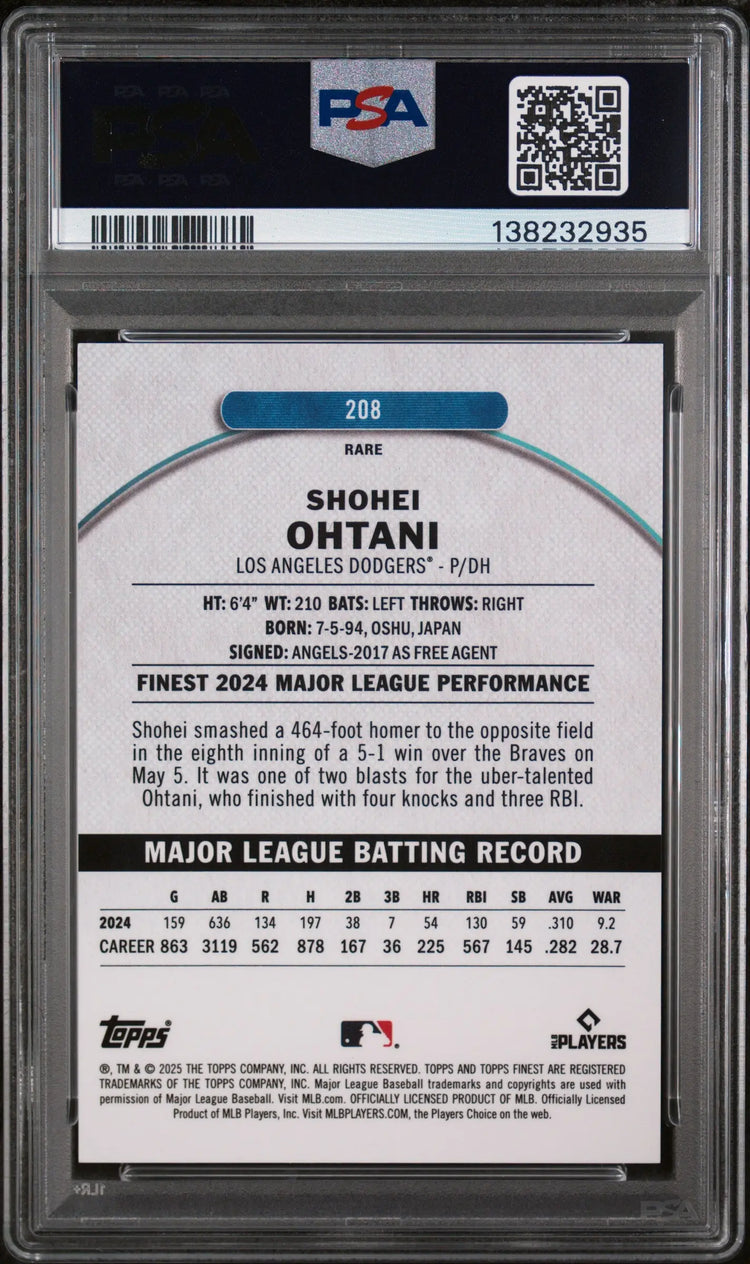 2025 Topps Finest Shohei Ohtani Blue Checkerboard /49 PSA 10 