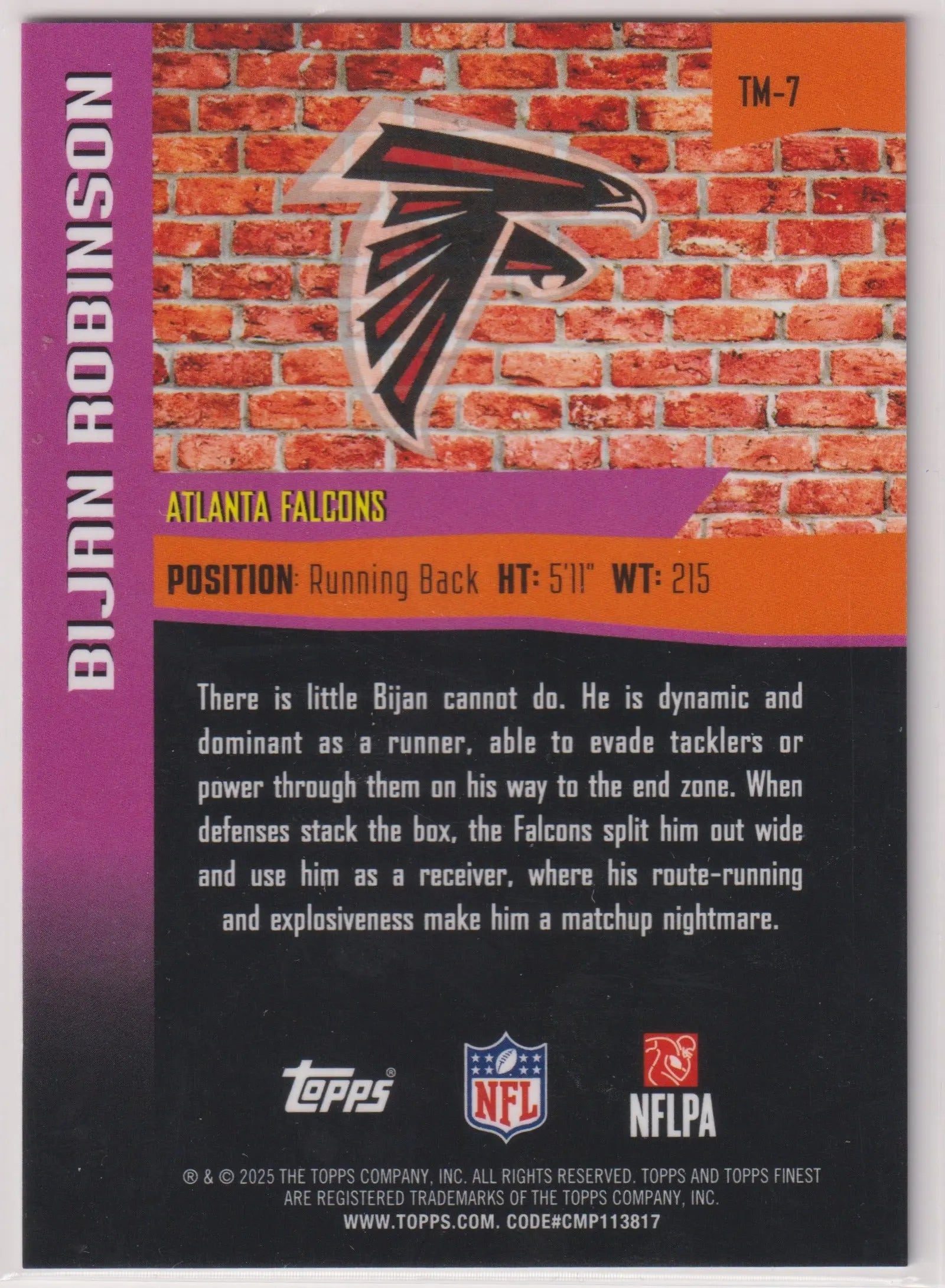 2025 Topps Finest The Man Bijan Robinson 