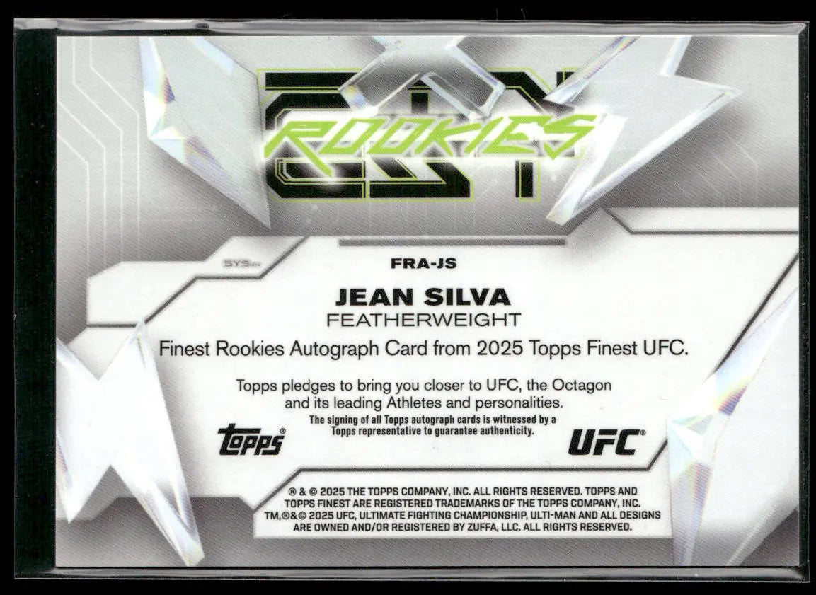 2025 Topps Finest UFC Checkerboard Rookie Auto Jean Silva /75 
