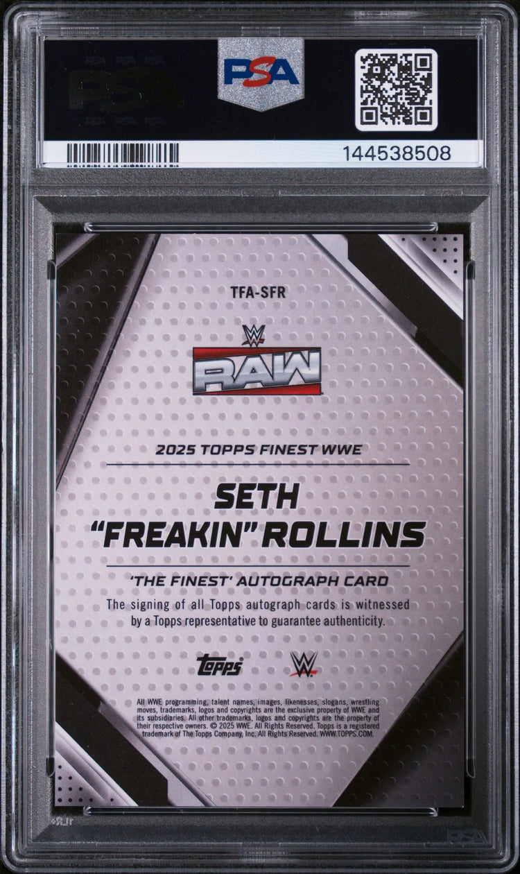 2025 Topps Finest WWE The Finest Autographs Seth Rollins Blue Checker /75 PSA 10 