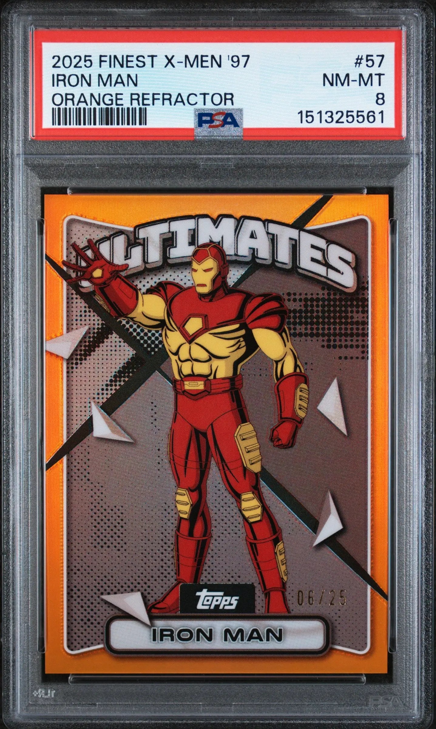 2025 Topps Finest X-Men '97 Iron Man /50 PSA 8 