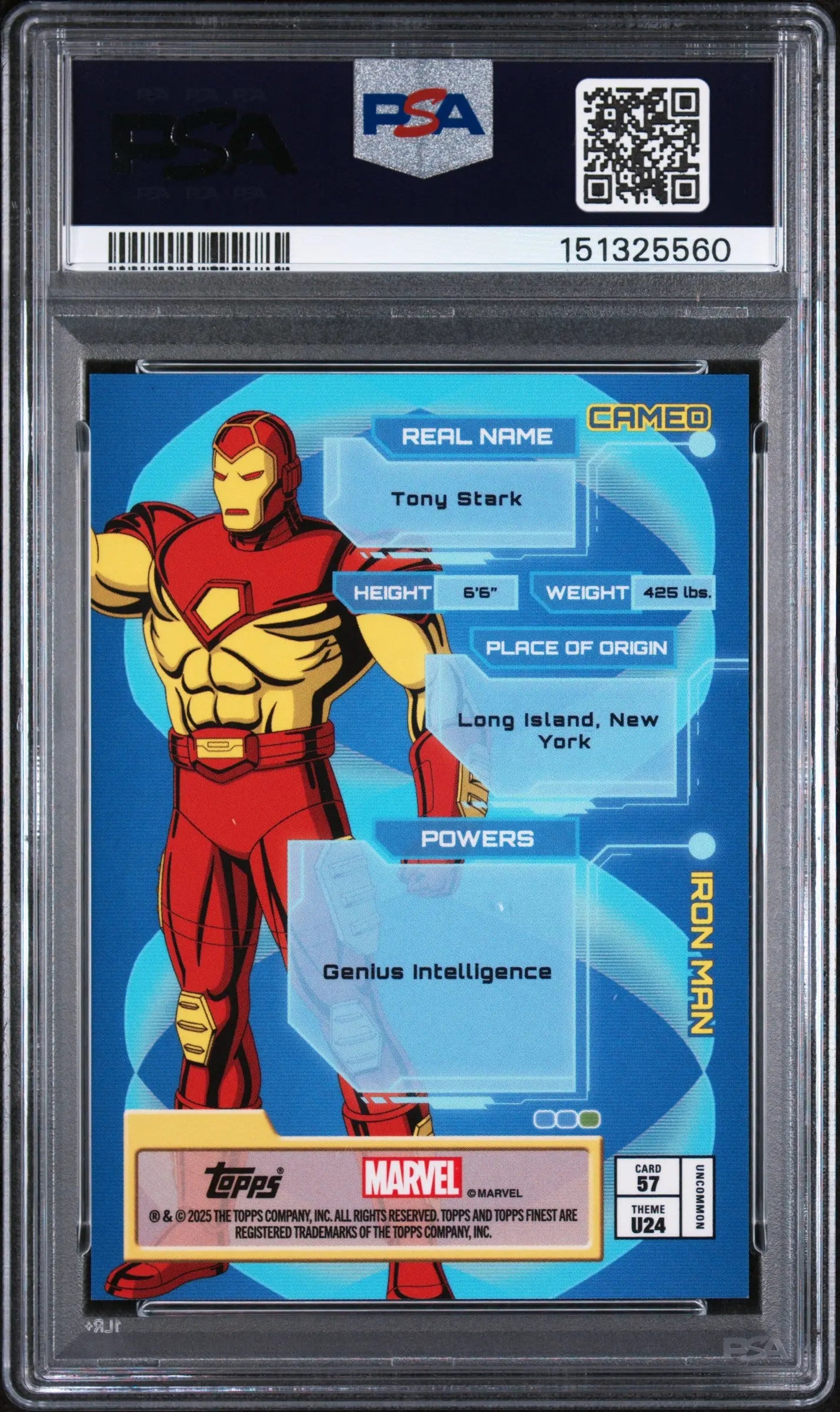 2025 Topps Finest X-Men '97 Ultimates Iron Man Orange /25 PSA 9 