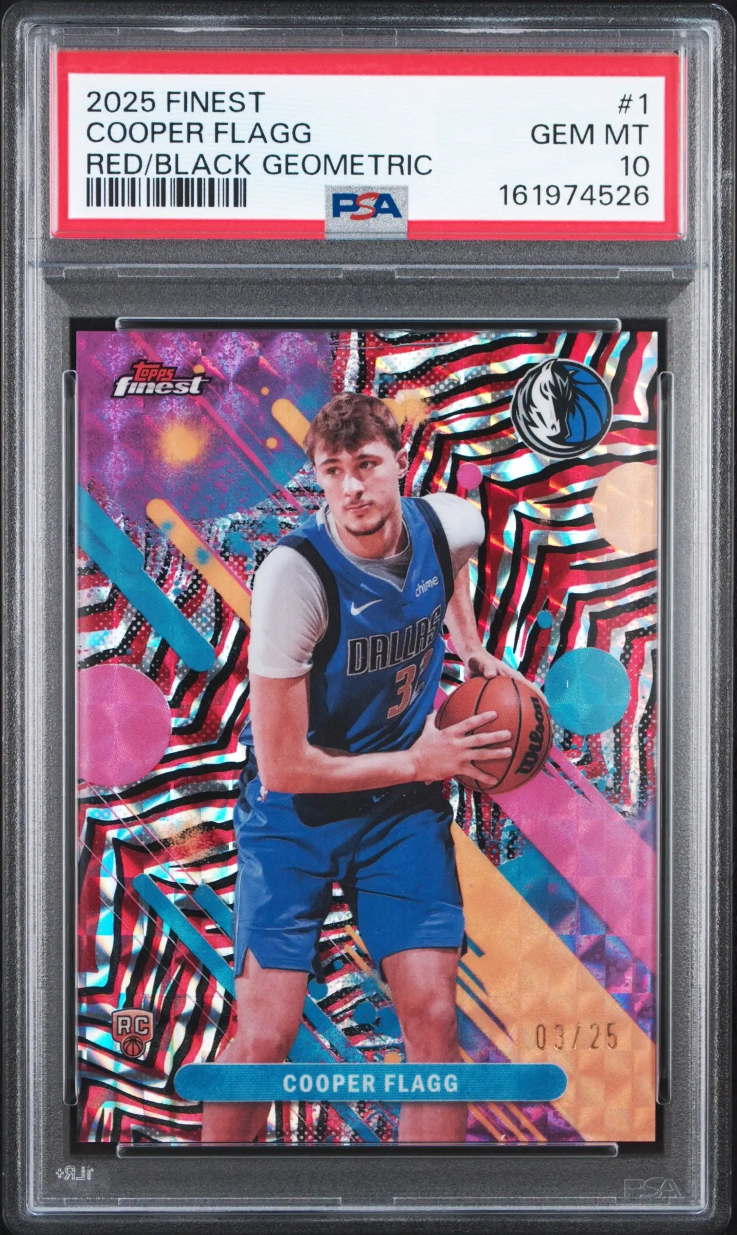 2025 Topps Finest #1 Cooper Flagg Red/Black Geometric Rookie /25 PSA 10 