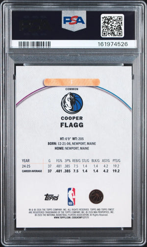 2025 Topps Finest #1 Cooper Flagg Red/Black Geometric Rookie /25 PSA 10 