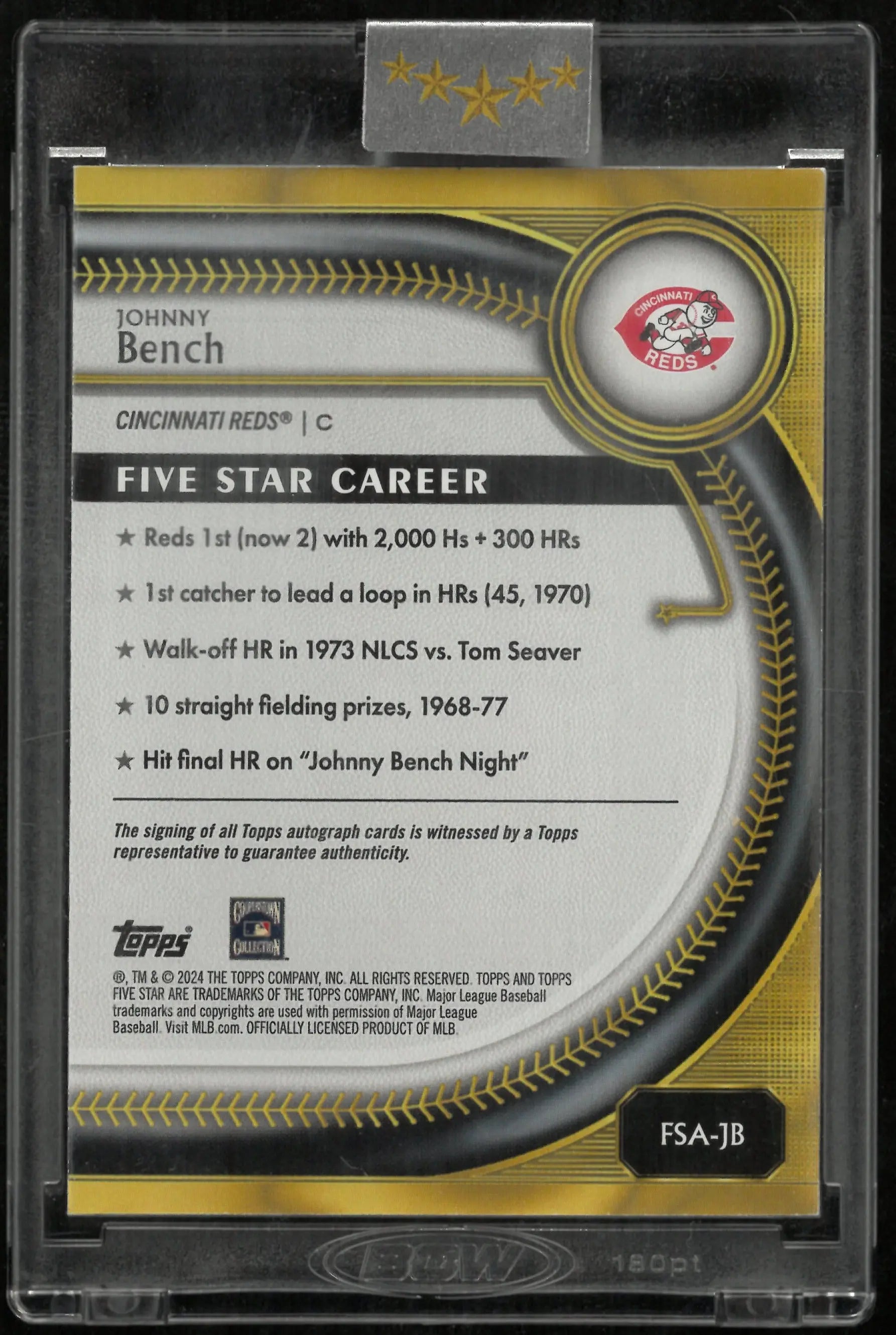2025 Topps Five Star Auto Johnny Bench /50 