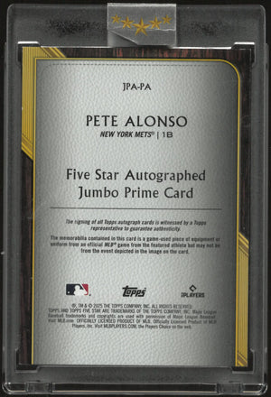 2025 Topps Five Star Autographed Jumbo Prime Pete Alonso Auto Green /15 