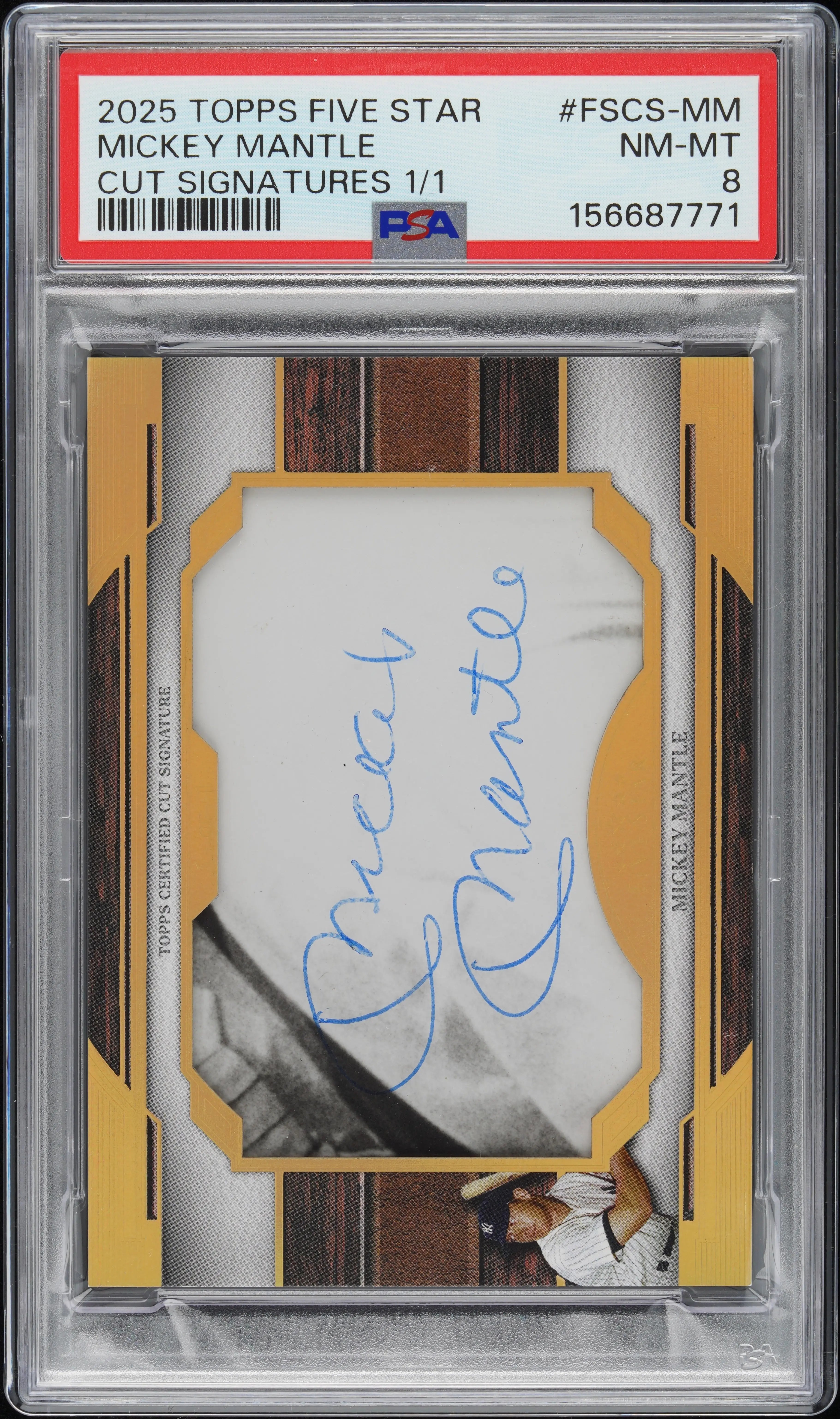 2025 Topps Five Star Baseball Five Star Cut Auto Mickey Mantle PSA 8 1/1 