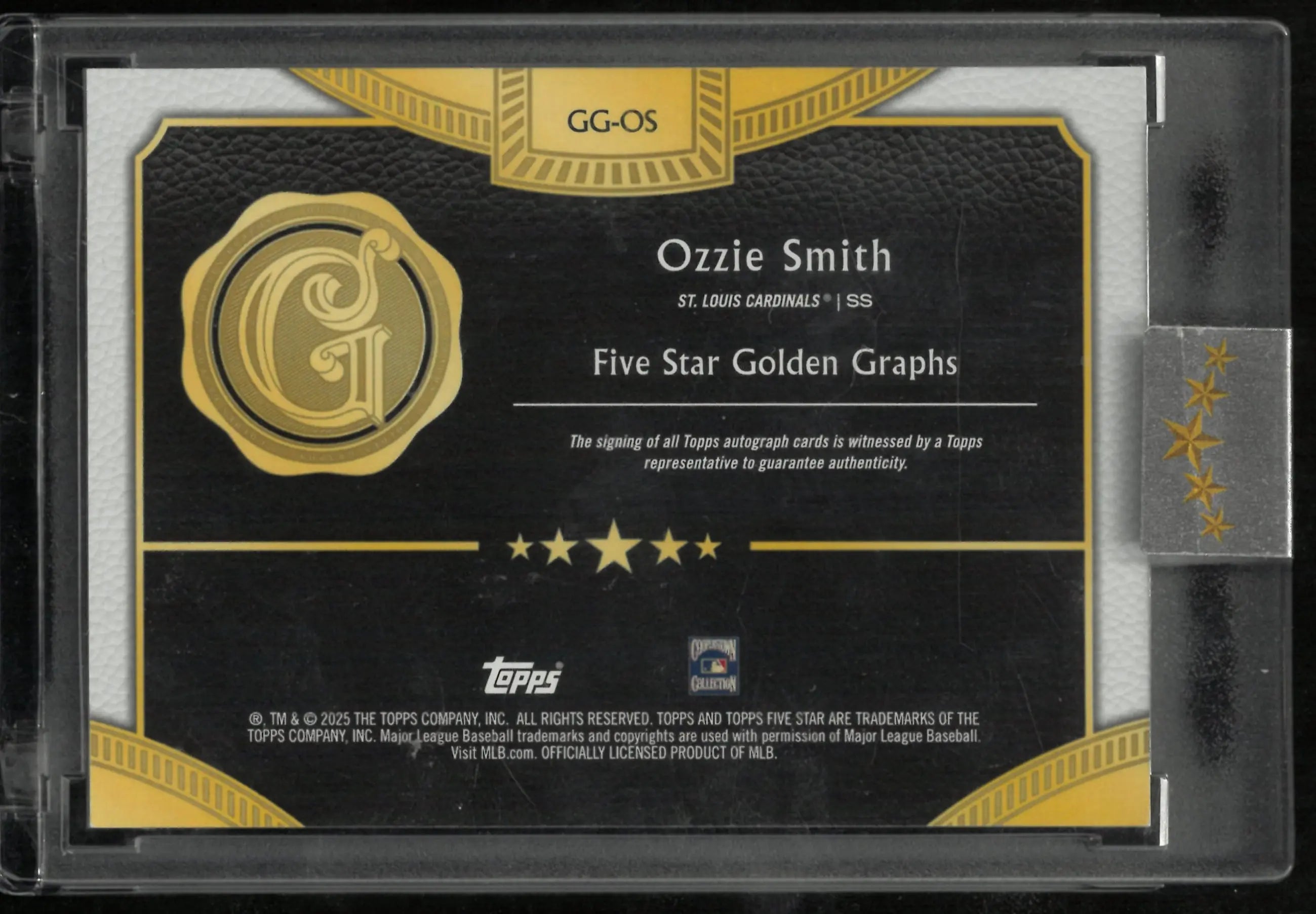 2025 Topps Five Star Golden Graphs Auto Ozzie Smith /15 