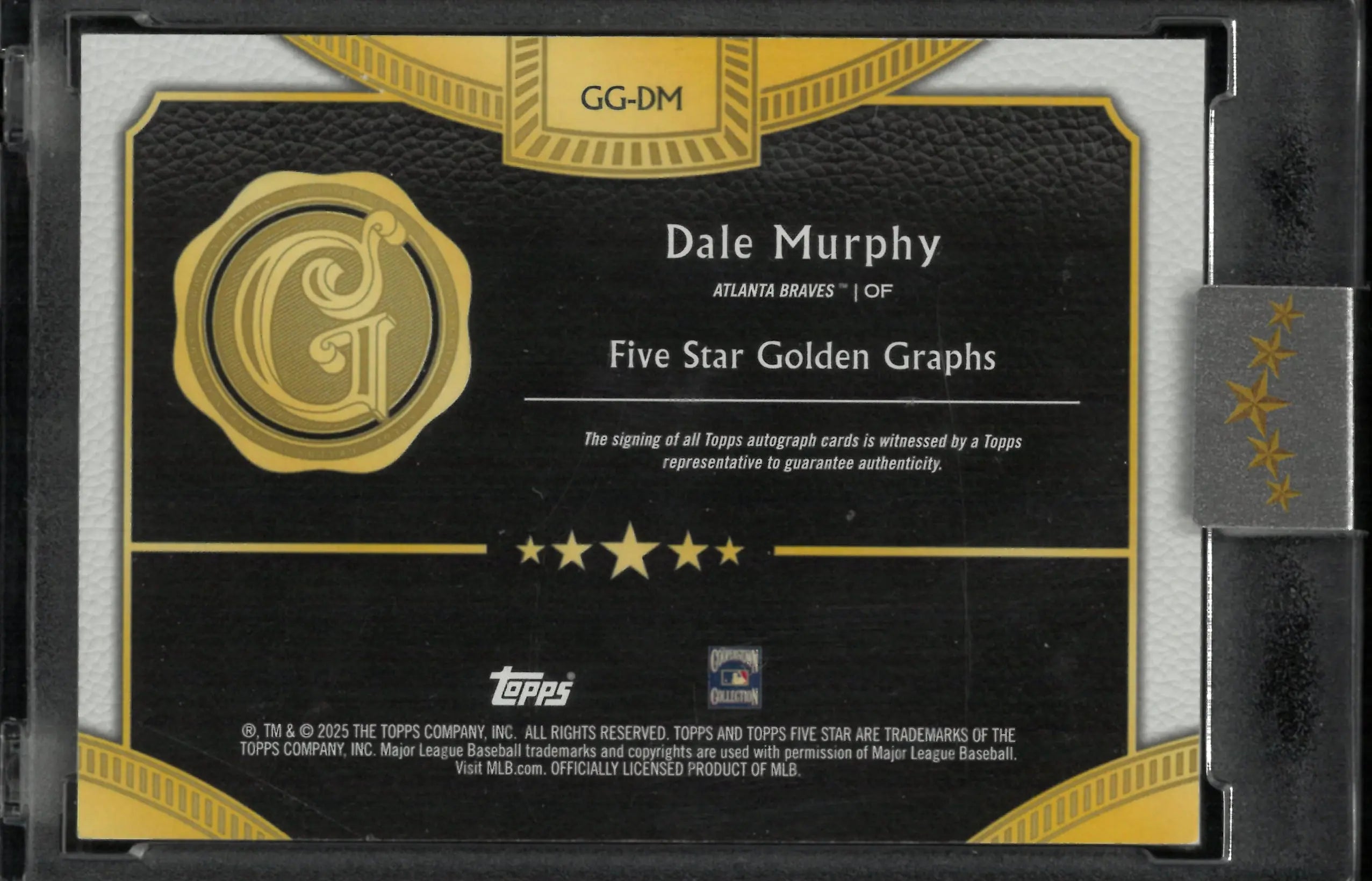 2025 Topps Five Star Golden Graphs Autograph Dale Murphy Auto /50 