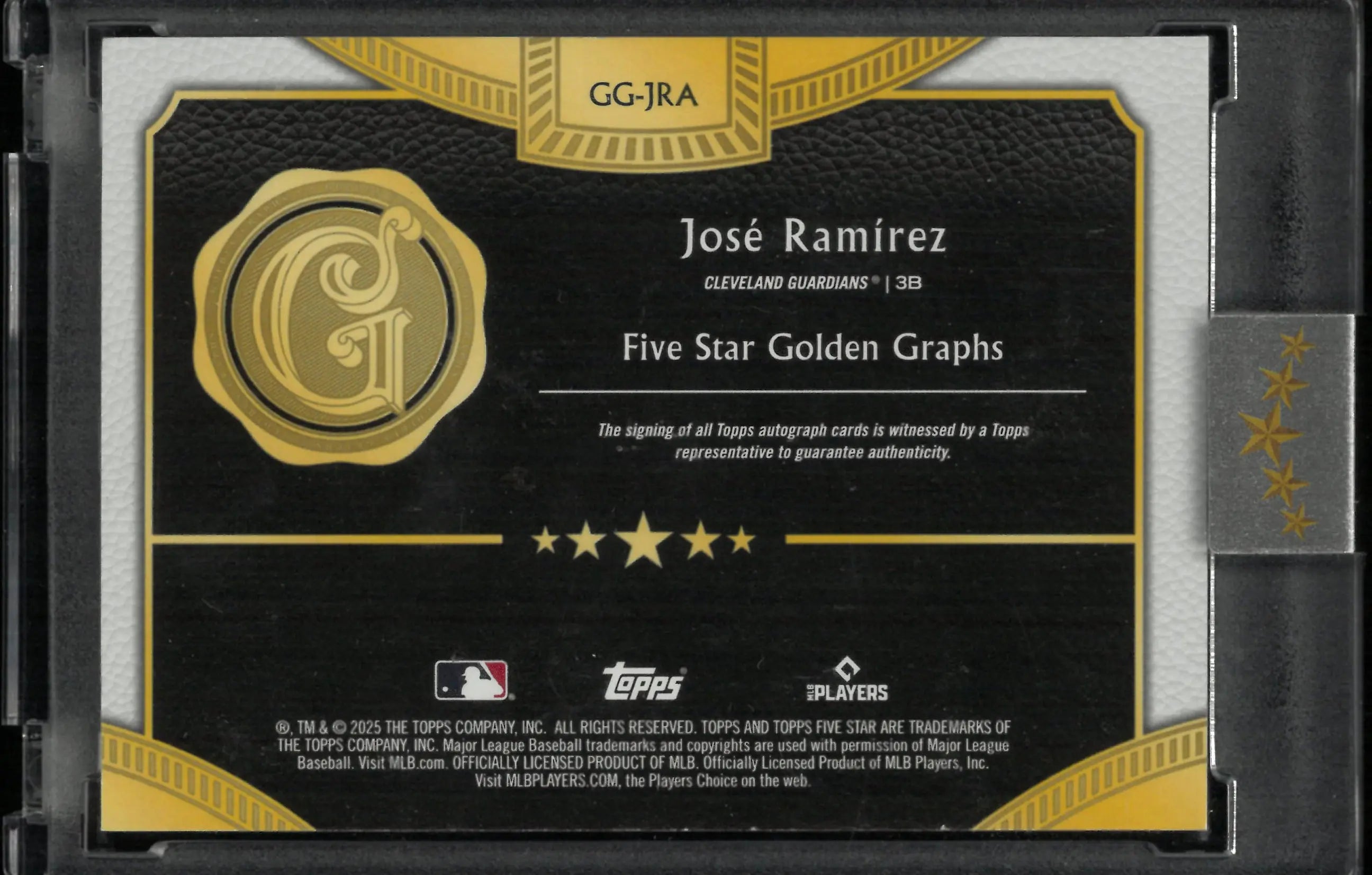 2025 Topps Five Star Golden Graphs Autograph Jose Ramirez Auto /20 