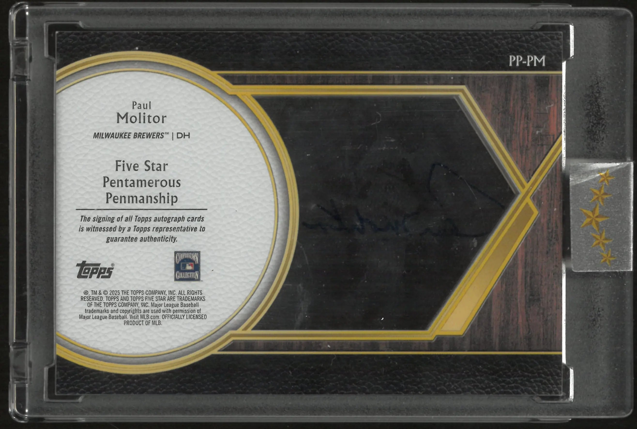 2025 Topps Five Star Pentamerous Penmanship Paul Molitor Autograph Auto /15 