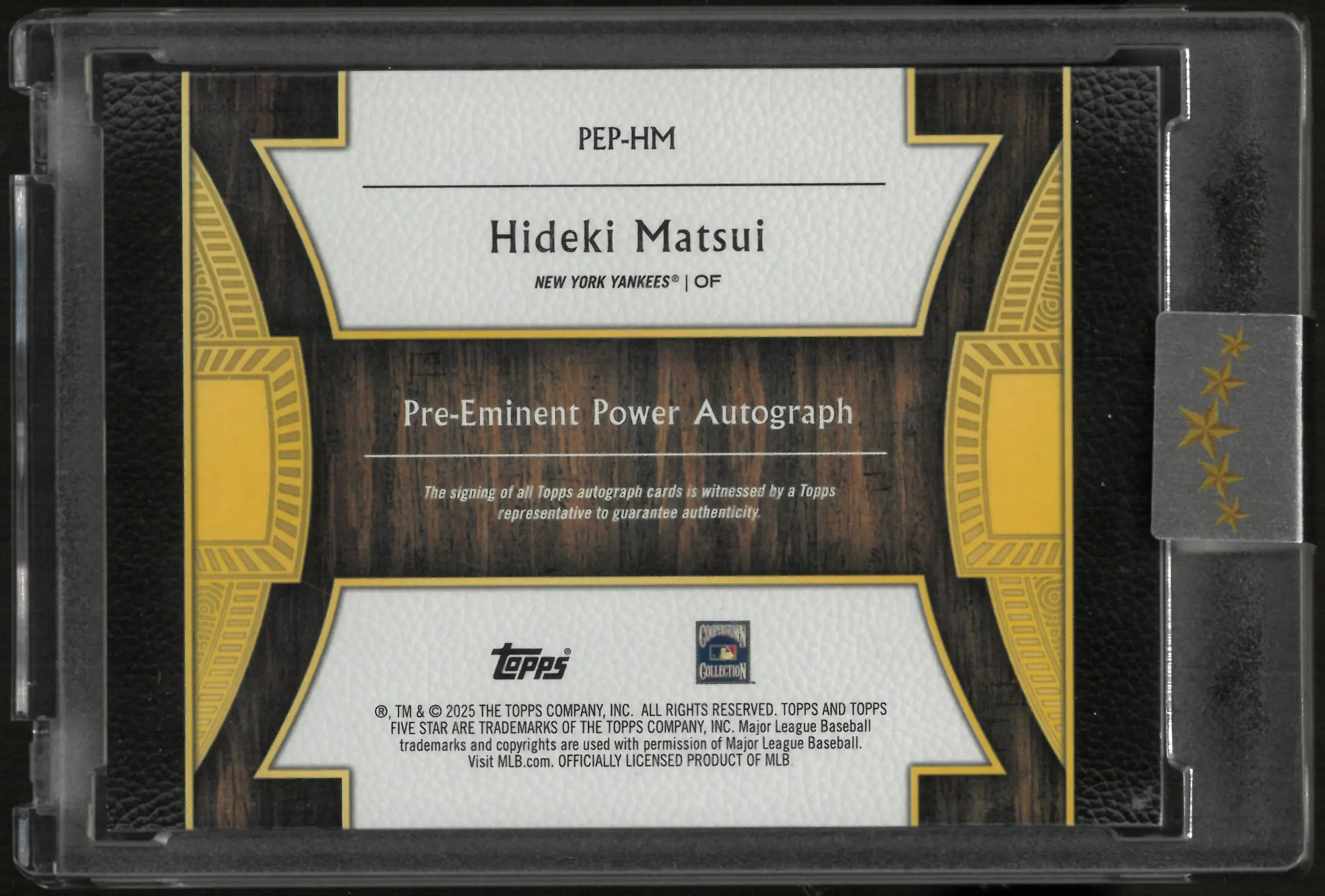 2025 Topps Five Star Pre-Eminent Power Autograph Hideki Matsui Auto /10 