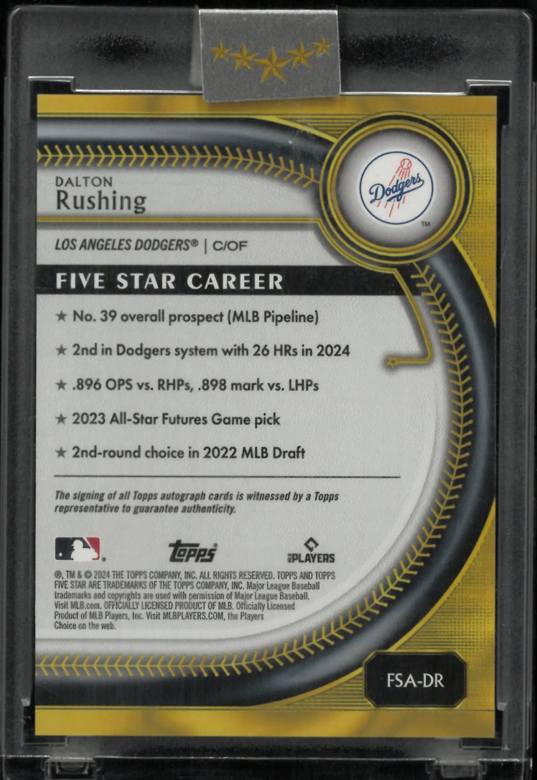 2025 Topps Five Star Rookie Auto Dalton Rushing /50 