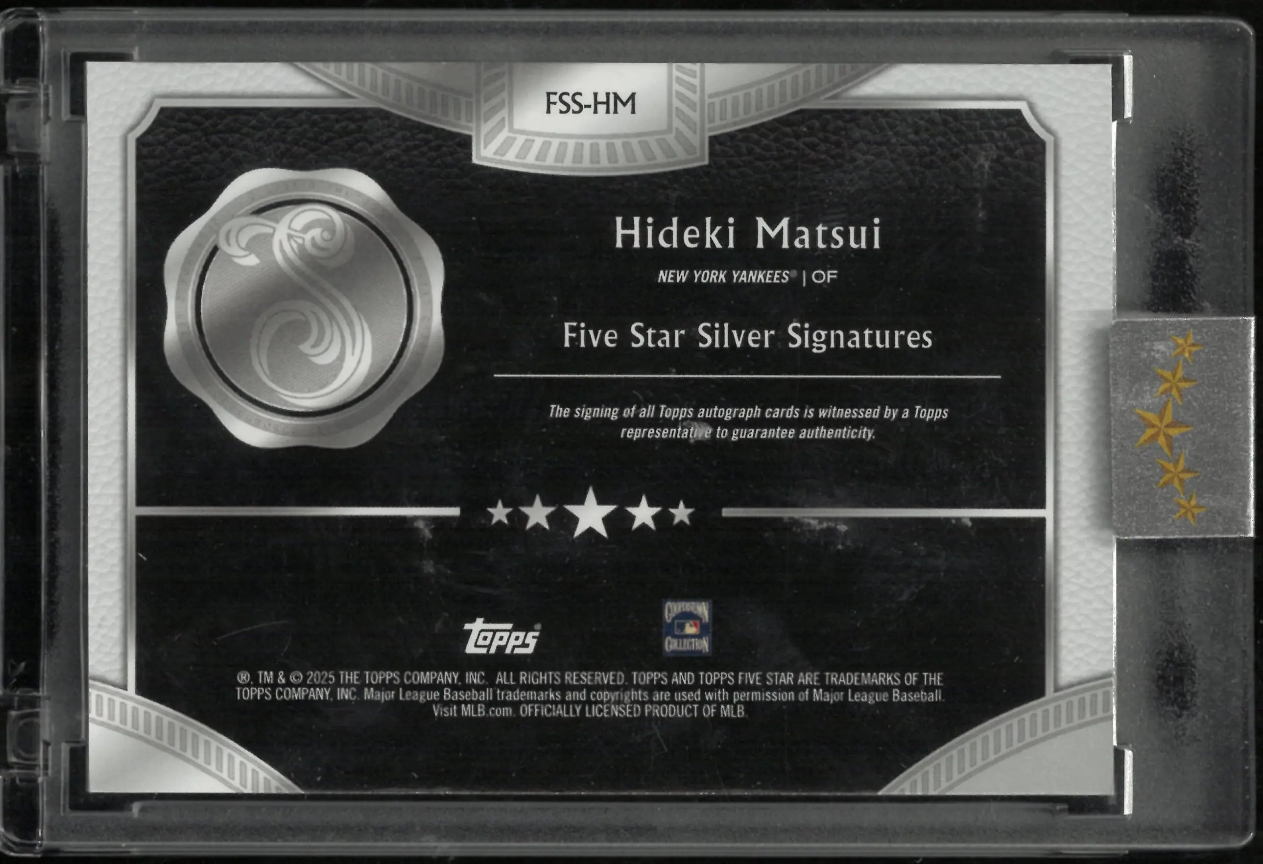 2025 Topps Five Star Silver Signatures Auto Hideki Matsui /25 