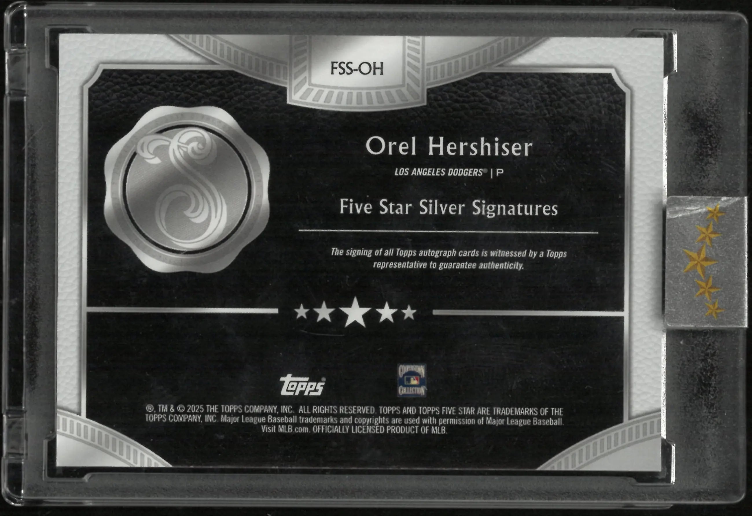 2025 Topps Five Star Silver Signatures Orel Hershiser /10 