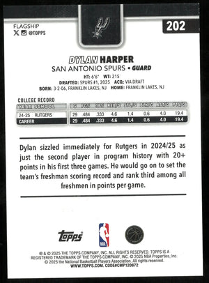 2025 Topps Flagship Basketball Orange Diamante Rookie Dylan Harper RC /25 