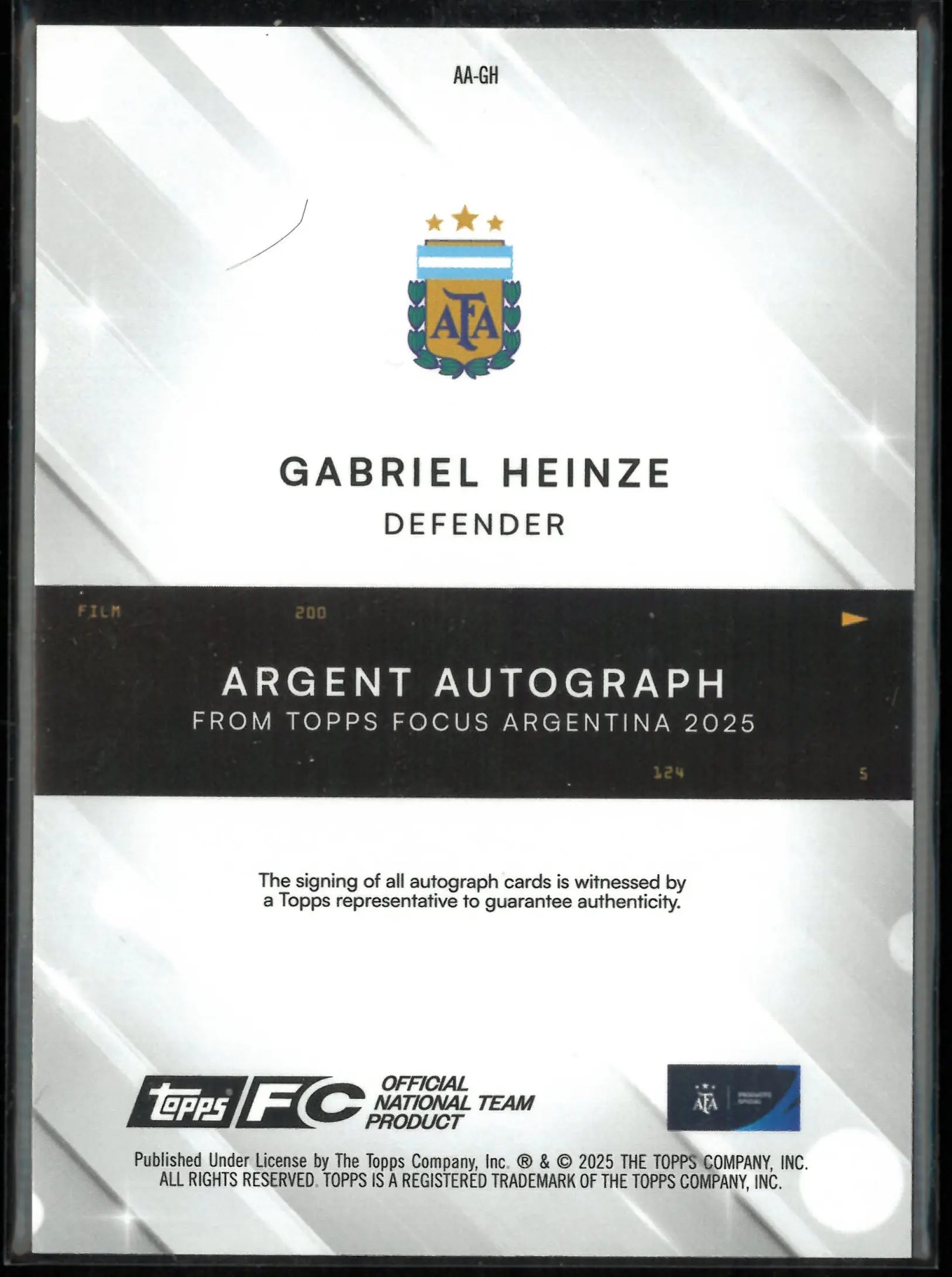 2025 Topps Focus Argentina Argent Autograph Gabriel Heinze /50 Gold 