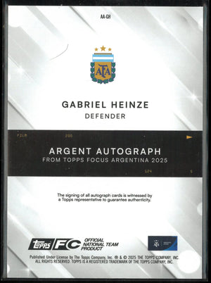 2025 Topps Focus Argentina Argent Autograph Gabriel Heinze /50 Gold 