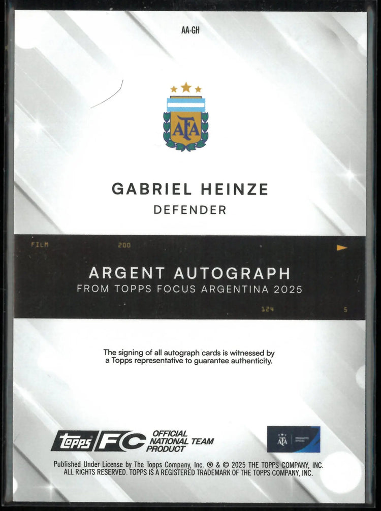 2025 Topps Focus Argentina Argent Autograph Gabriel Heinze /50 Gold 