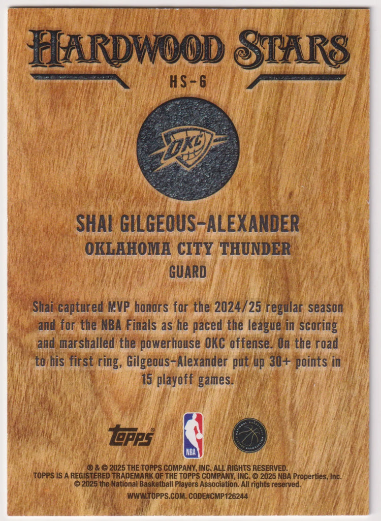 2025 Topps Hardwood Stars Shai Gilgeous-Alexander 