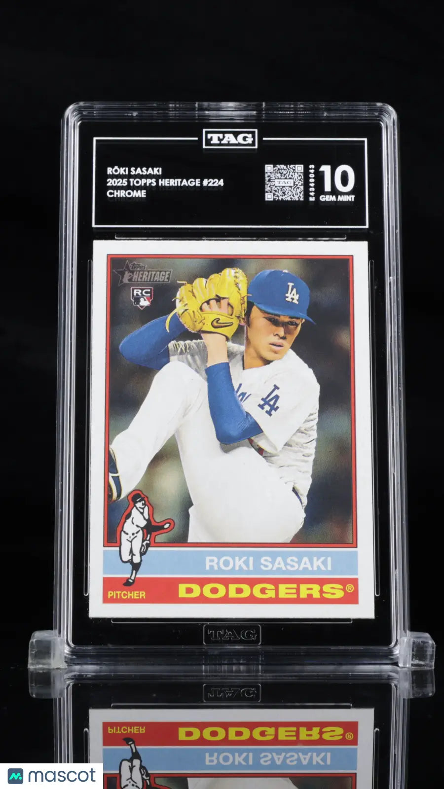 2025 Topps Heritage Chrome Baseball Rōki Sasaki RC Rookie #224 TAG 10 