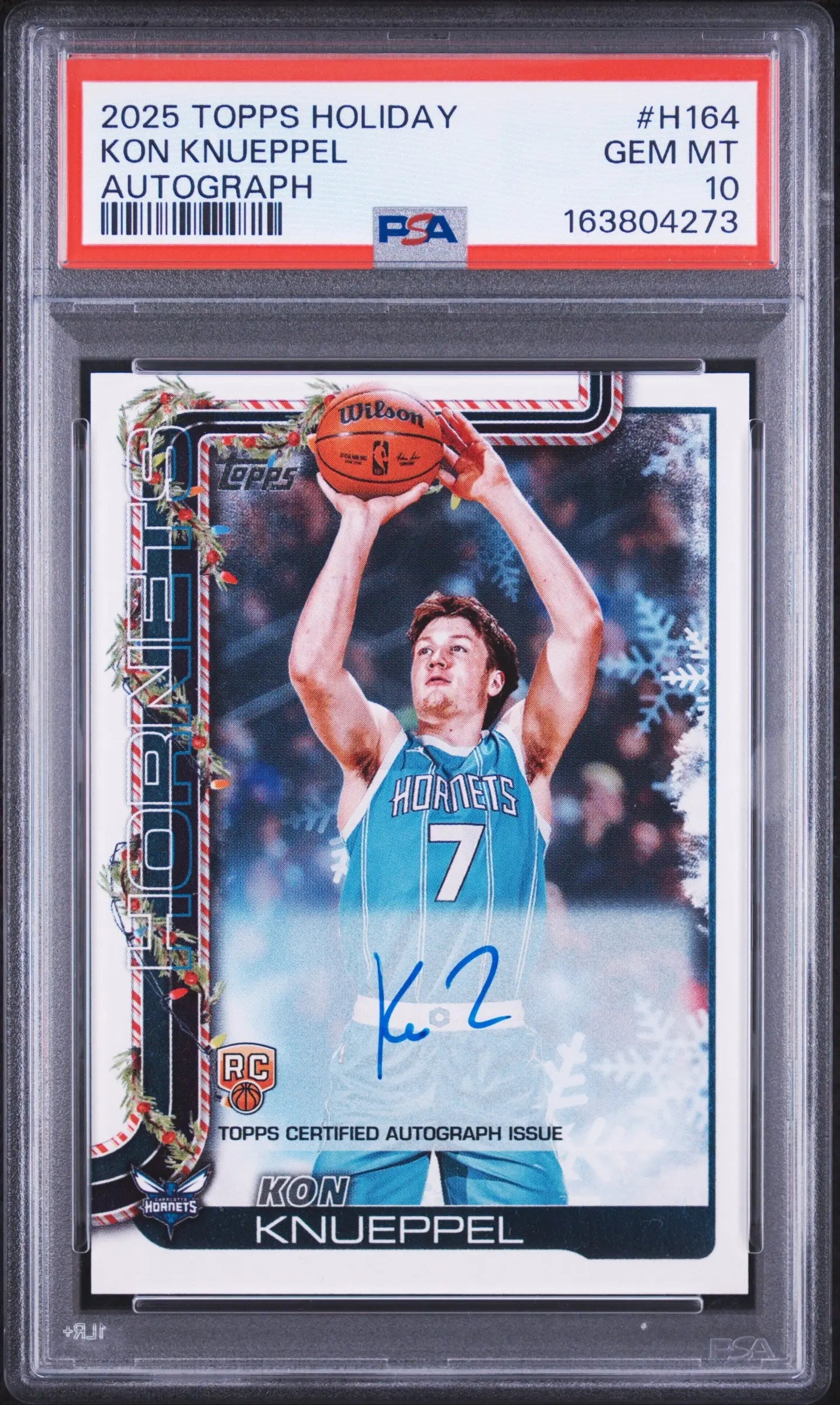 2025 Topps Holiday Mega Basketball Autograph Rookie Kon Knueppel Auto RC PSA 10 
