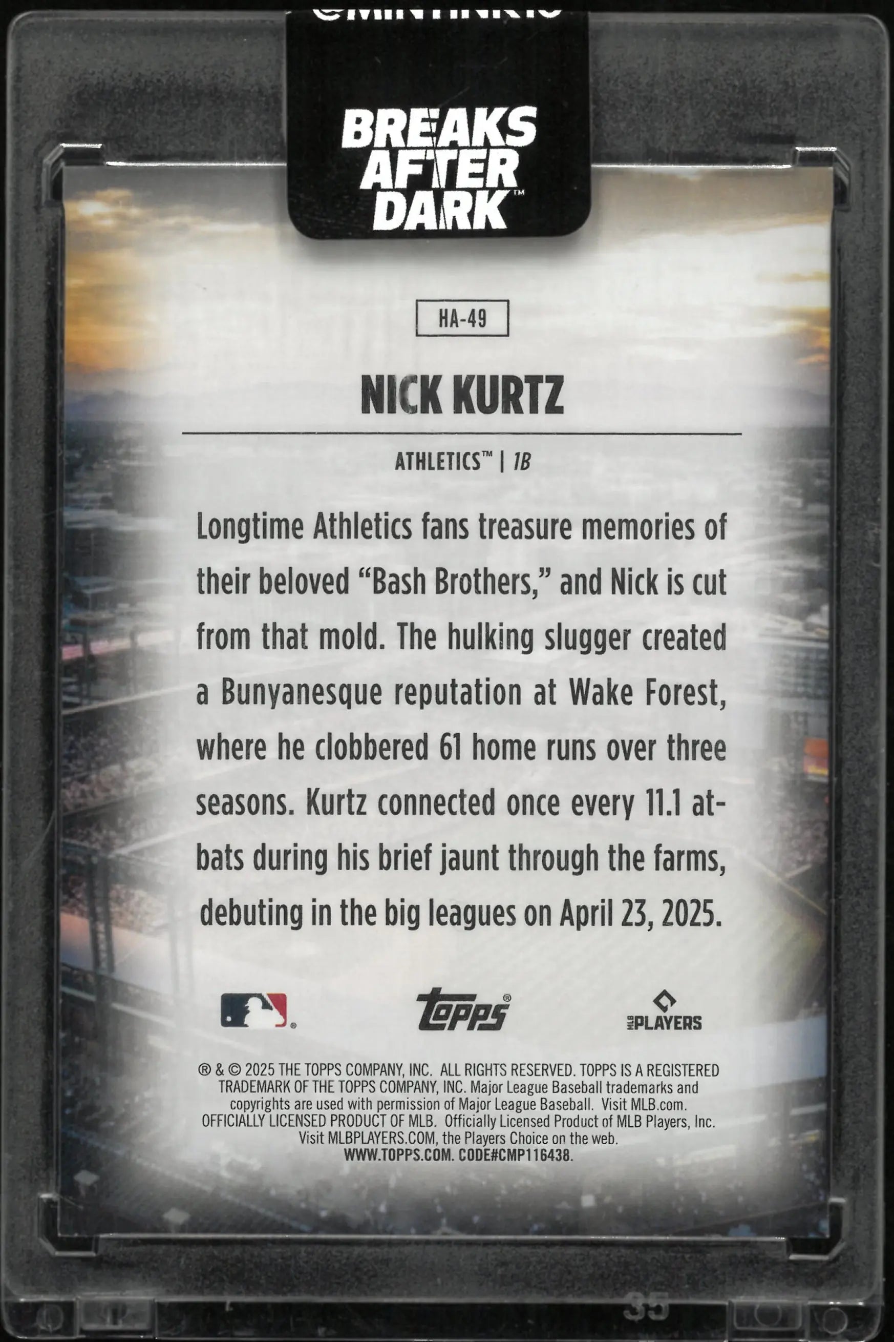 2025 Topps Home Field Advantage Nick Kurtz Rookie RC 