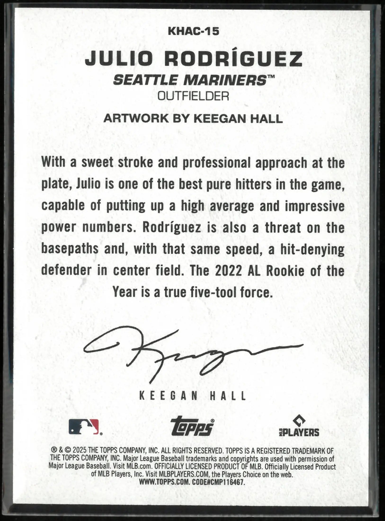 2025 Topps Julio Rodriguez Artwork by Keegan Hall 