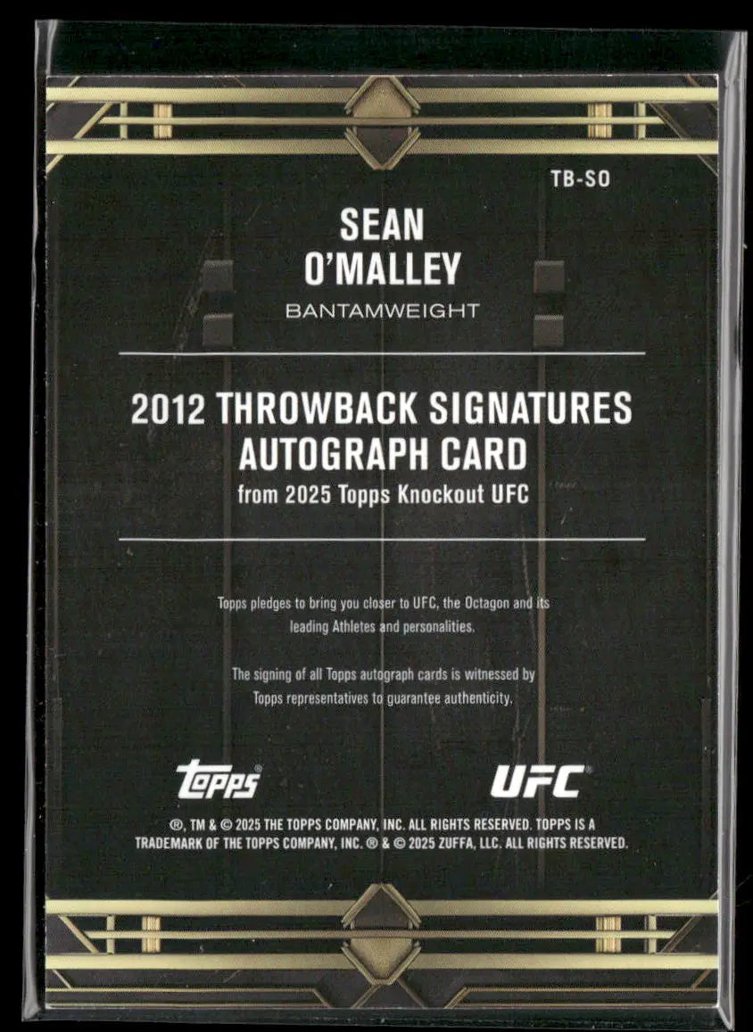 2025 Topps Knockout UFC 2012 Throwback Signatures Auto Sean O'Malley /99 