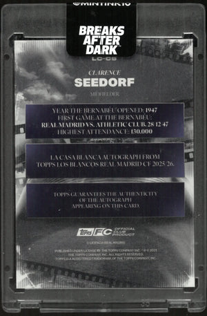 2025 Topps La Casa Blanca Auto Real Madrid Clarence Seedorf Autograph /15 