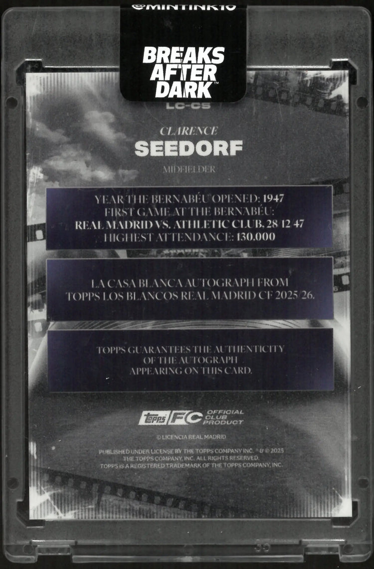 2025 Topps La Casa Blanca Auto Real Madrid Clarence Seedorf Autograph /15 