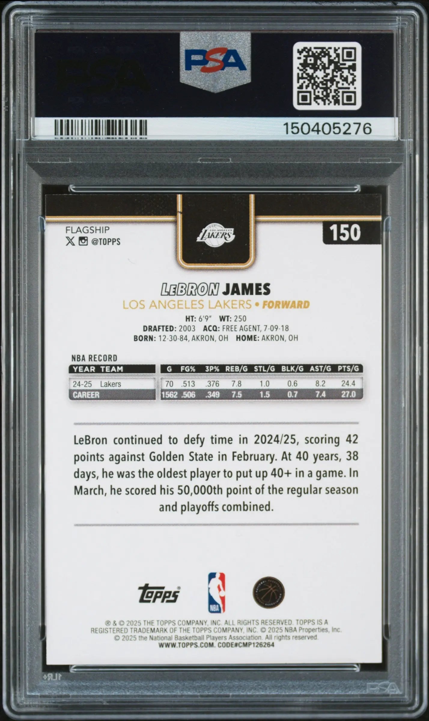 2025 Topps Lebron James Blackout PSA 10 