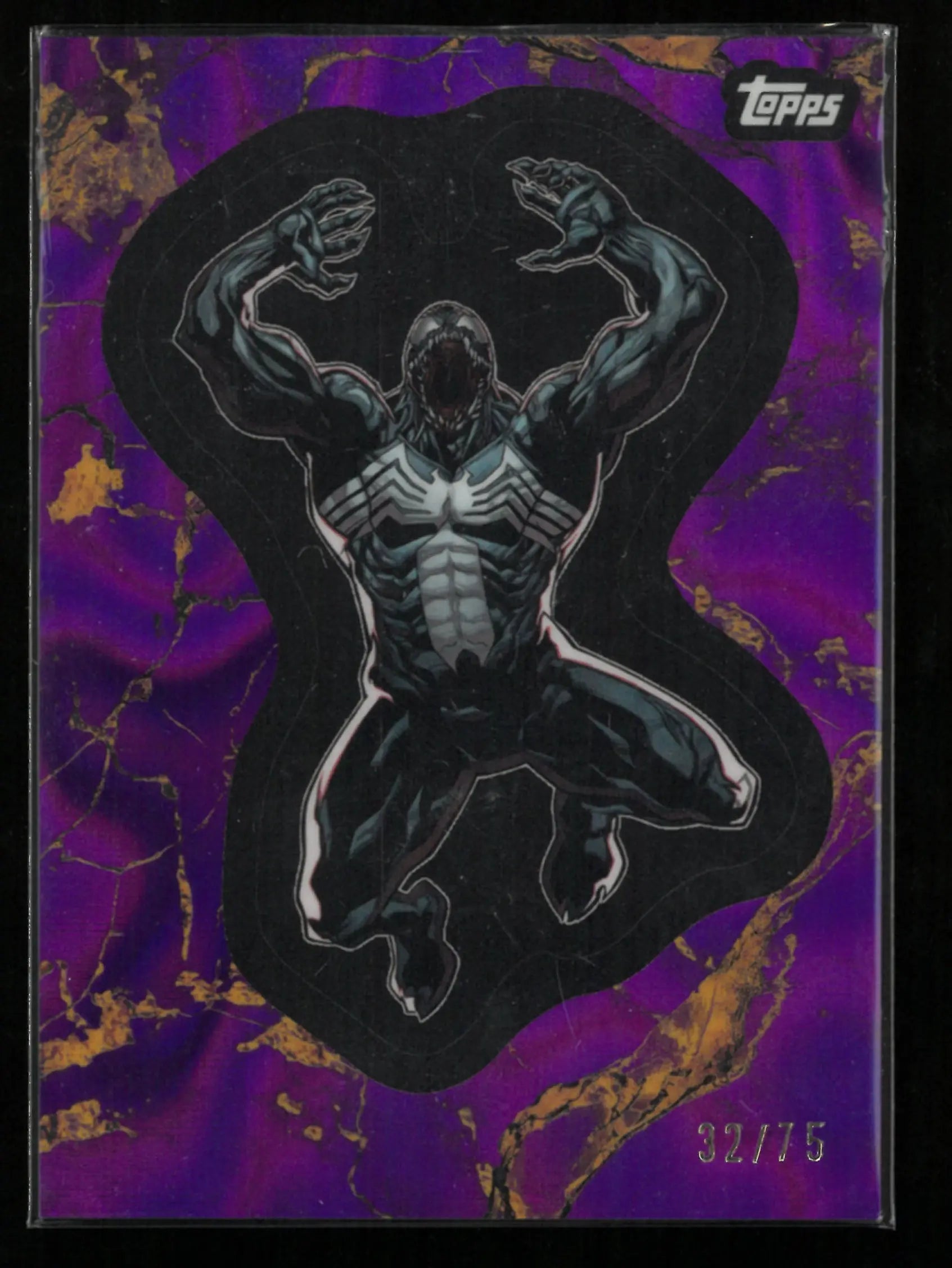 2025 Topps Marvel 1975 Marvel Comic Book Heroes Venom Purple & Gold Lava /75 