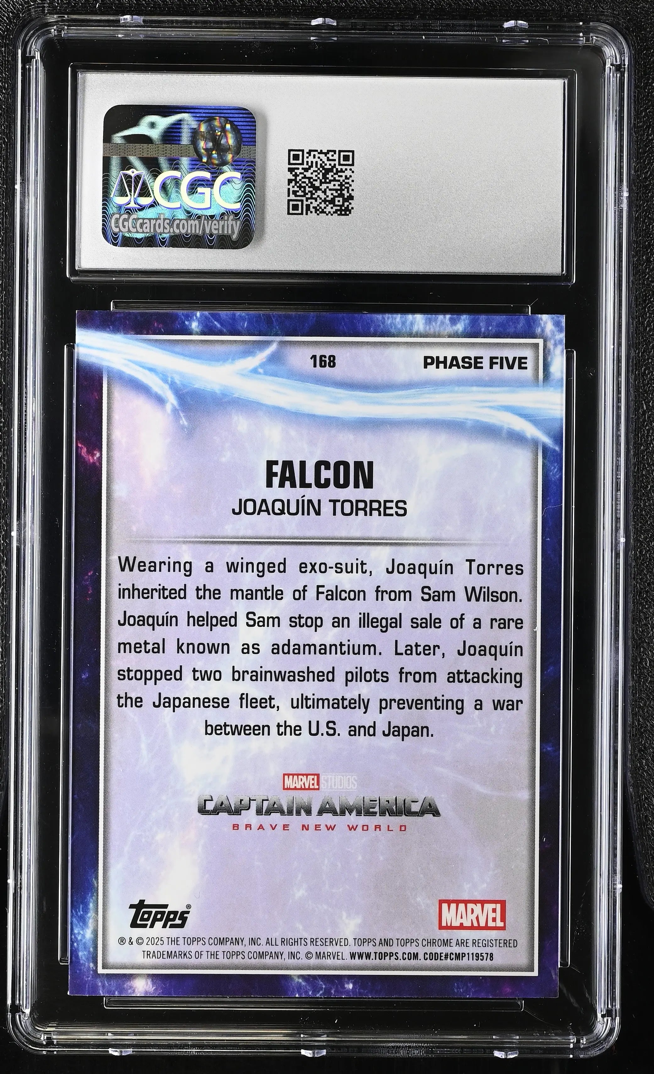 2025 Topps Marvel Studios Chrome Falcon #168 CGC 10 