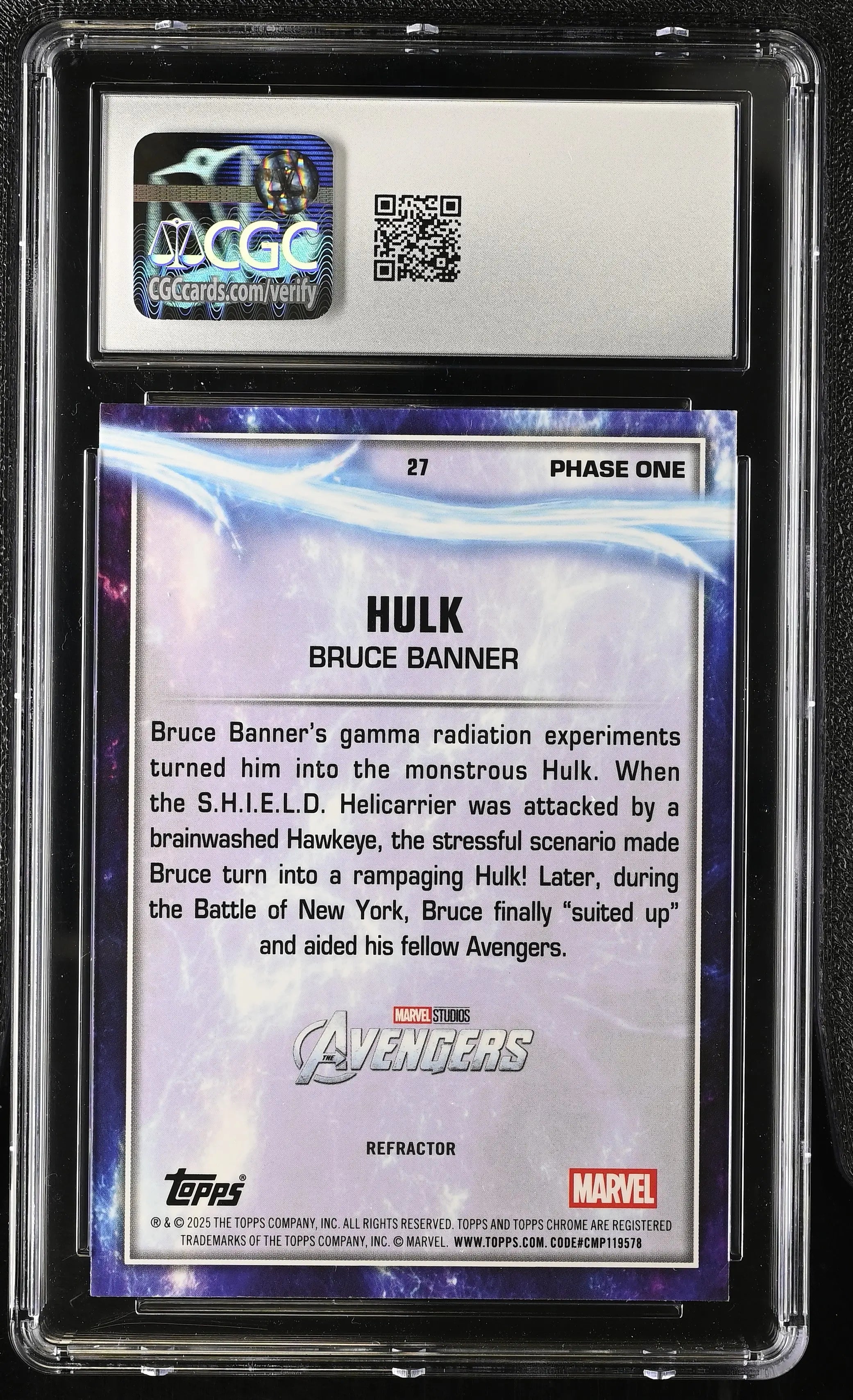 2025 Topps Marvel Studios Chrome Hulk #27 CGC 10 