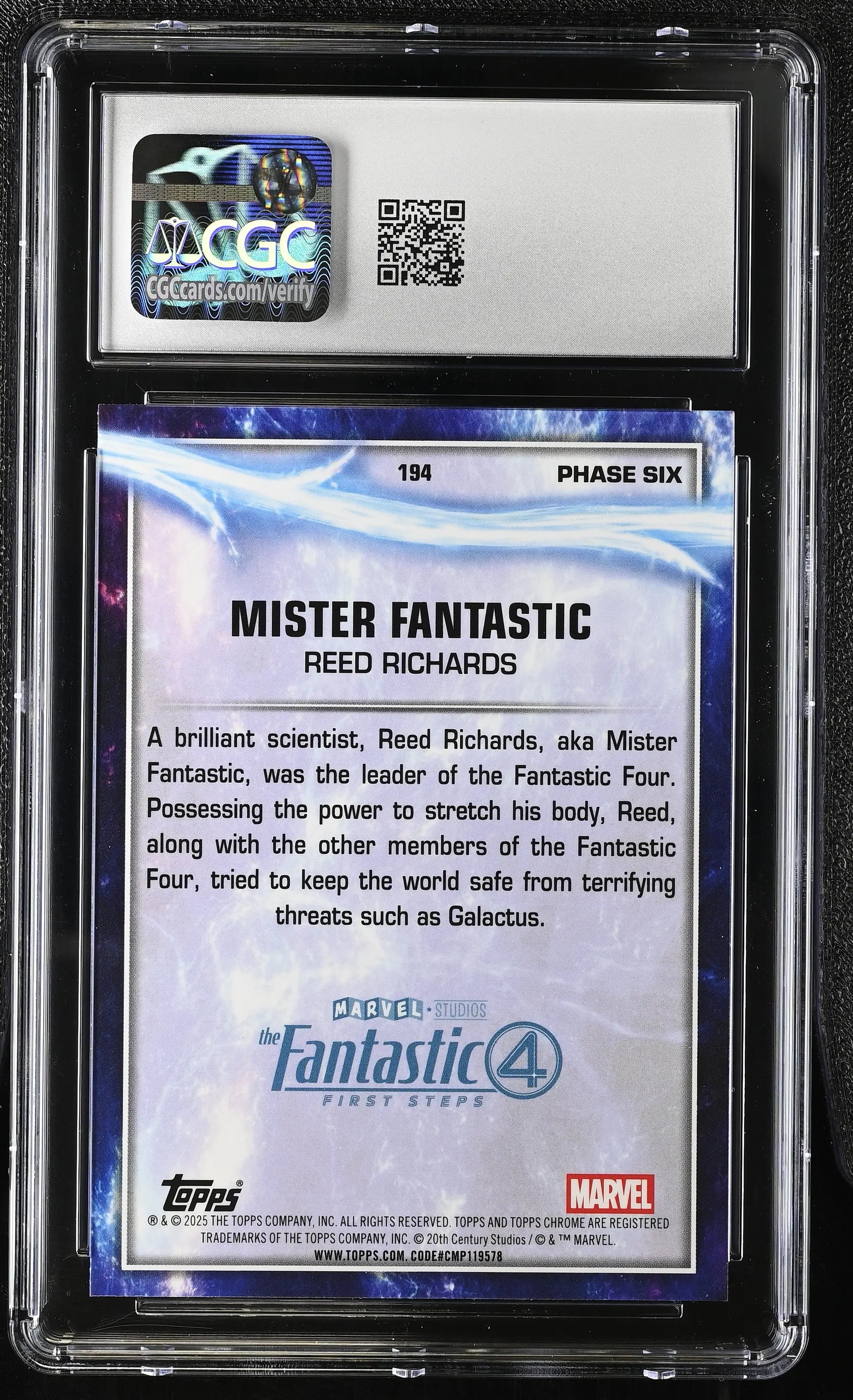 2025 Topps Marvel Studios Chrome Mister Fantastic #194 CGC 10 
