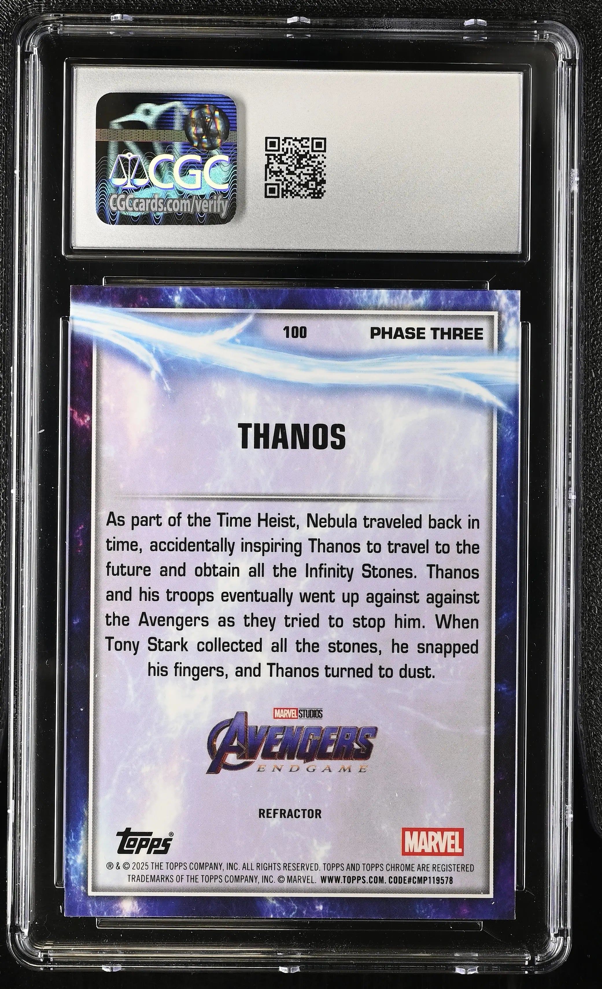 2025 Topps Marvel Studios Chrome Thanos #100 CGC 10 