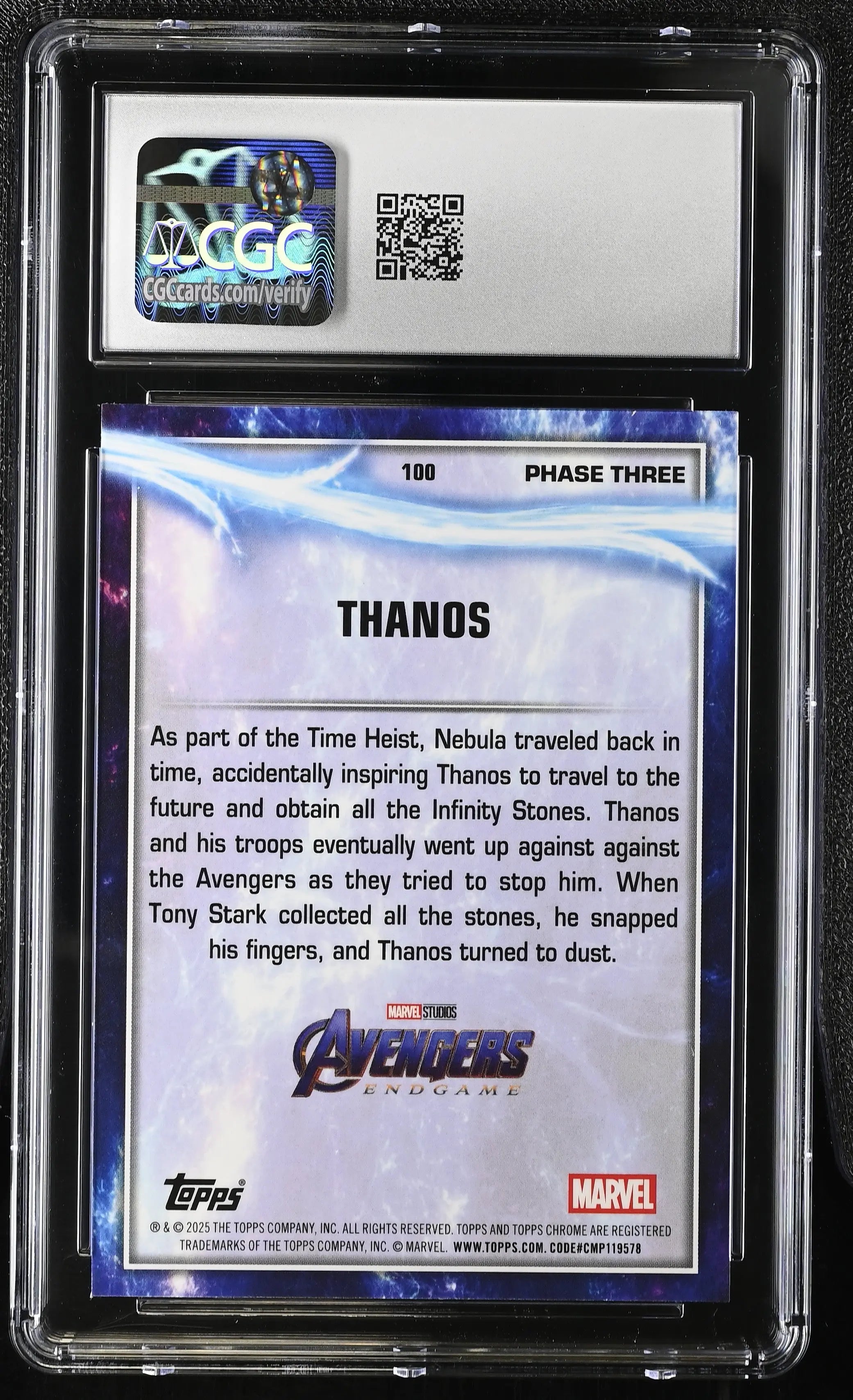 2025 Topps Marvel Studios Chrome Thanos #100 CGC 10 