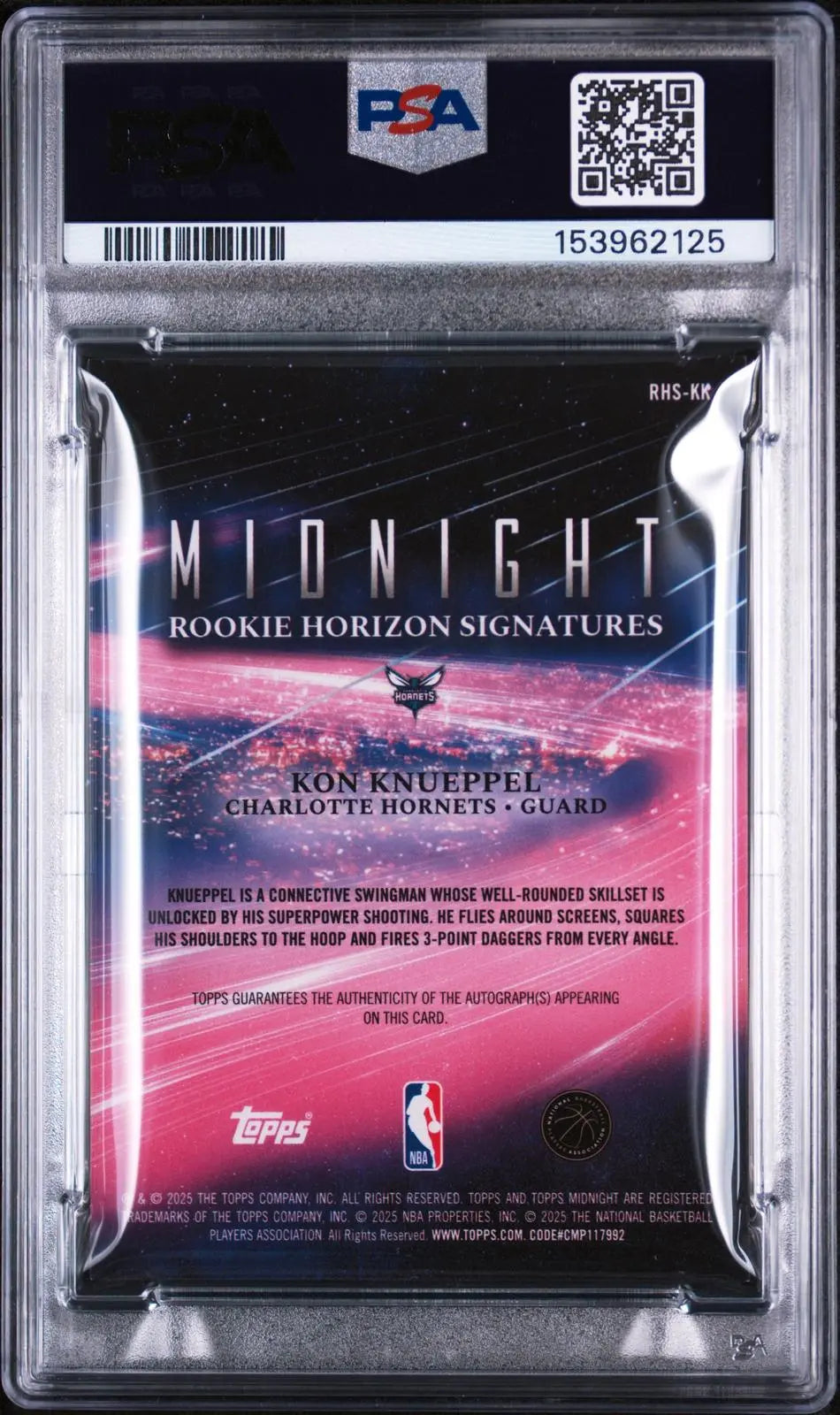 2025 Topps Midnight Rookie Horizon Signatures Autograph Kon Knueppel RC PSA 9 