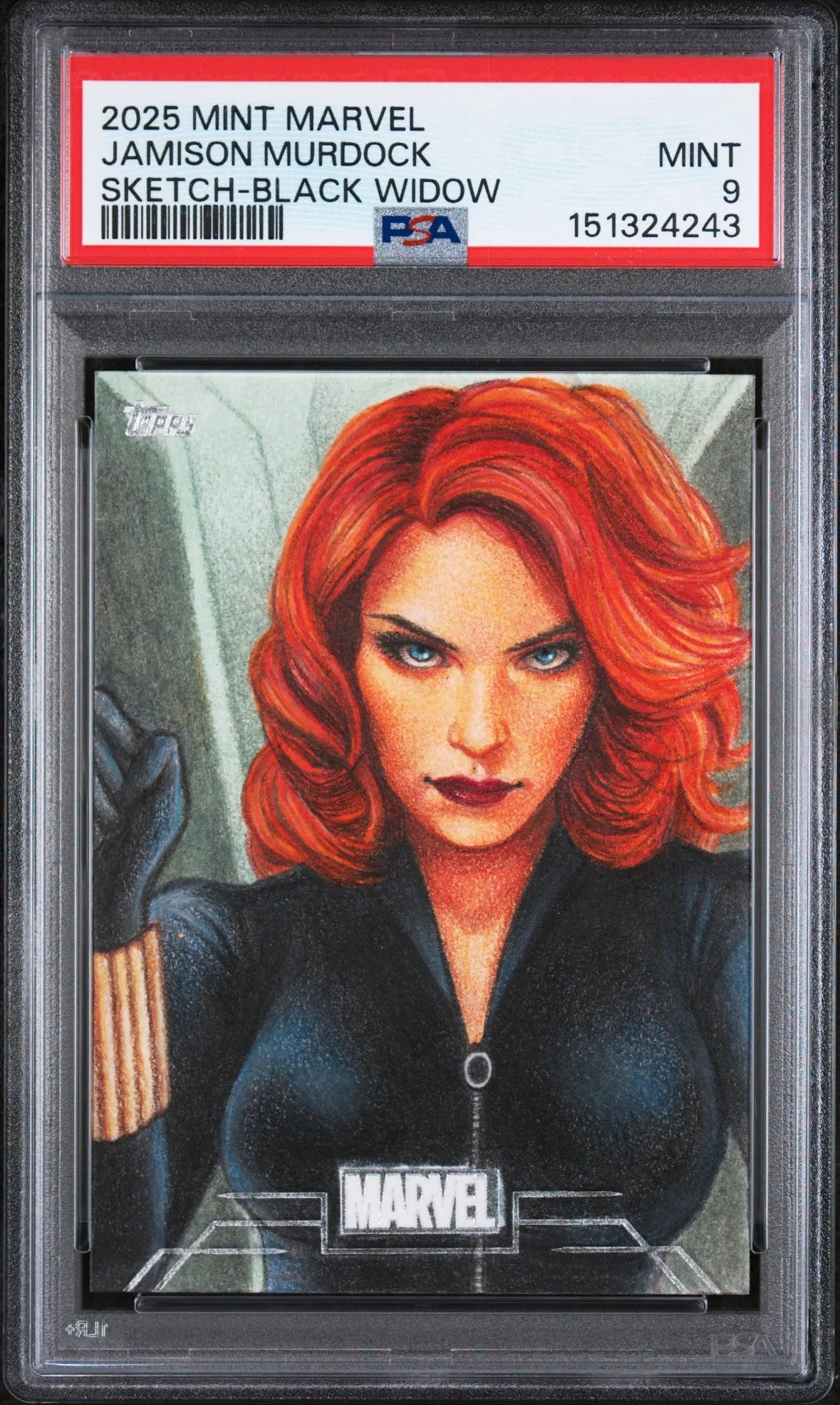 2025 Topps Mint Marvel Sketch Card Black Widow Autograph Jamison Murdock PSA 9 
