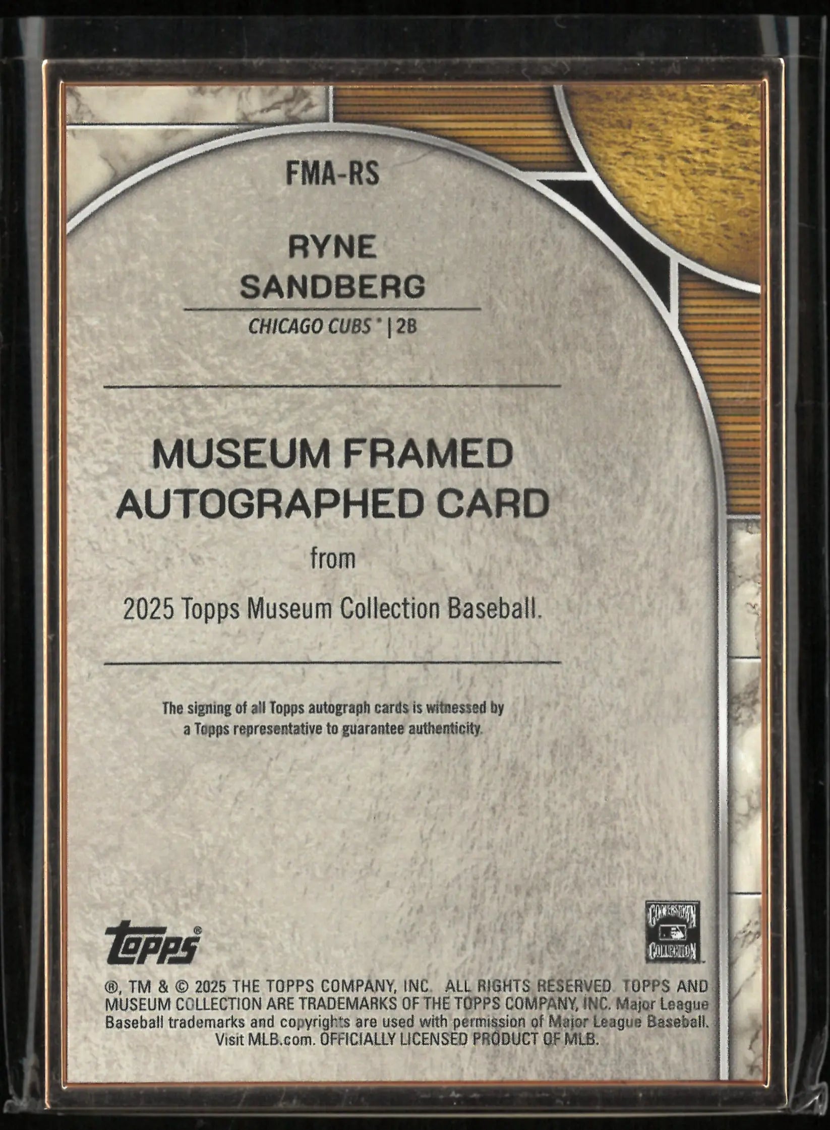 2025 Topps Museum Collection Framed Autograph Ryne Sandberg /35 
