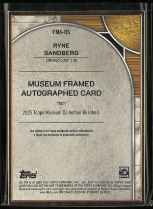 2025 Topps Museum Collection Framed Autograph Ryne Sandberg /35 