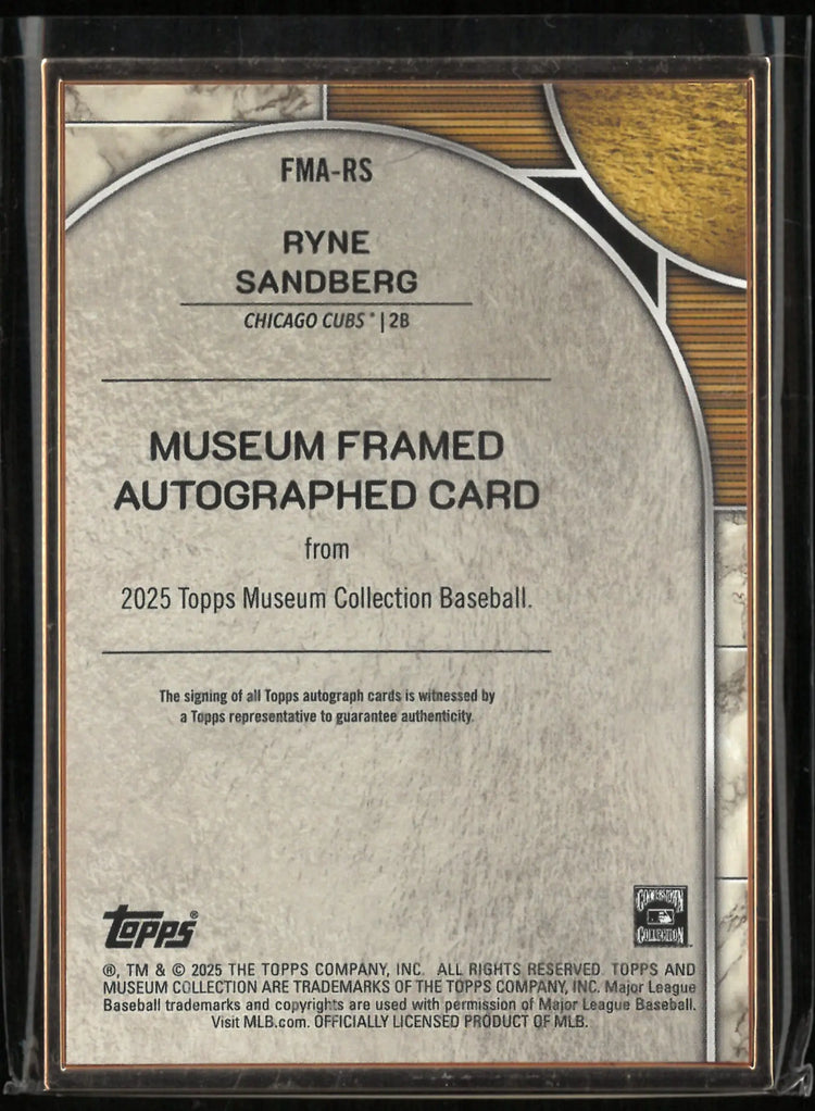 2025 Topps Museum Collection Framed Autograph Ryne Sandberg /35 