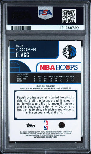 2025 Topps NBA Hoops Basketball Rookie Cooper Flagg RC PSA 9 